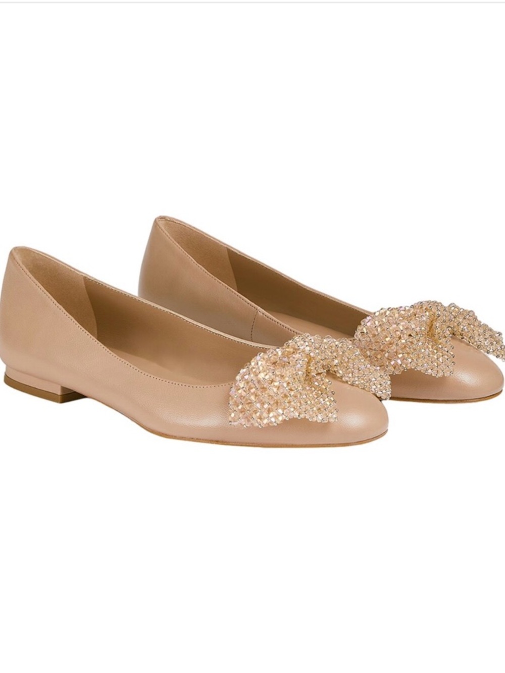 NWT | LK BENNETT Christa Nappa Leather Flats, Beige Size 42 / 11.5